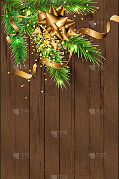 节日背景与圣诞树在深色木材纹理的背景。