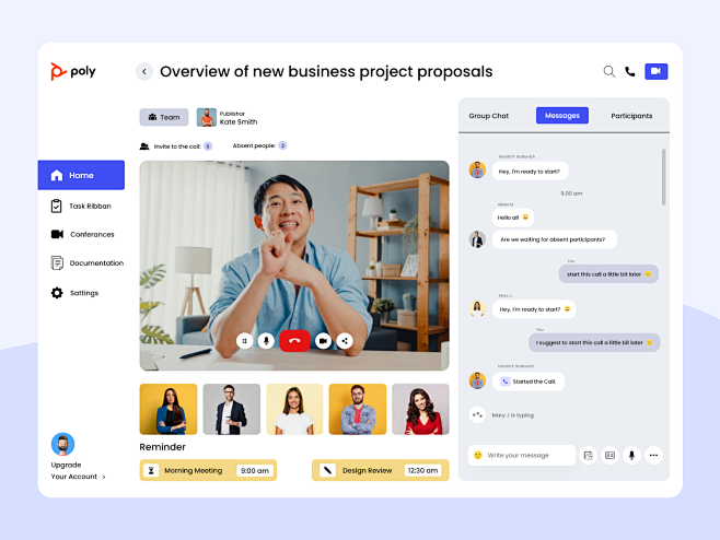 Poly video calling app ui interface landing page ui ux web web video c