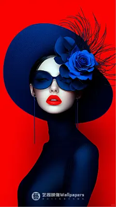 手机壁纸#D448丨花朵红唇女郎 - 小红书