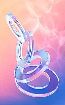 点击来源直接获取大图文件 |抽象曲线与几何图形，玻璃环，3D 渲染