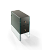 petite bedside table / small table ideal for small spaces | Designboom Shop : Bedside table or small table, with 2 drawers in matt black lacquered wood and 12 mm thick glass sides, also ideal for small spaces. Dim: cm 20×43 h45 Petite – comodino