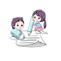 卡通儿童小学生写作业可爱插画
