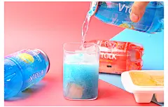 韩国进口VTALK西柚柠檬味汽水水果碳酸蓝色饮料夏季饮品350ml*6瓶-tmall.com天猫