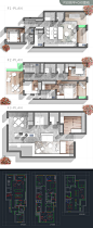 280㎡联排别墅CAD+PS彩平图