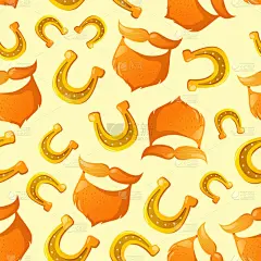 黄金,运气,妖精,马蹄铁,络腮胡子,红色,传统,法定假日,贺卡,彩色背景