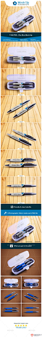 圆珠笔2支塑料盒笔盒包装办公用品企业形象展示效果图VI智能图层PS样机素材 Pen Box Mock Up V.4 - 南岸设计网 nananps.com