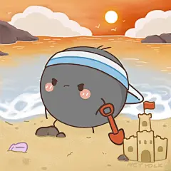 早安蛋蛋可爱头像卡通-沙滩