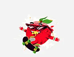 潮流的苹果高清素材 Q版 卡通 嘻哈 插画 暗黑系 涂鸦 潮流 潮牌 美式漫画 美漫 街头涂鸦 免抠png 设计图片 免费下载