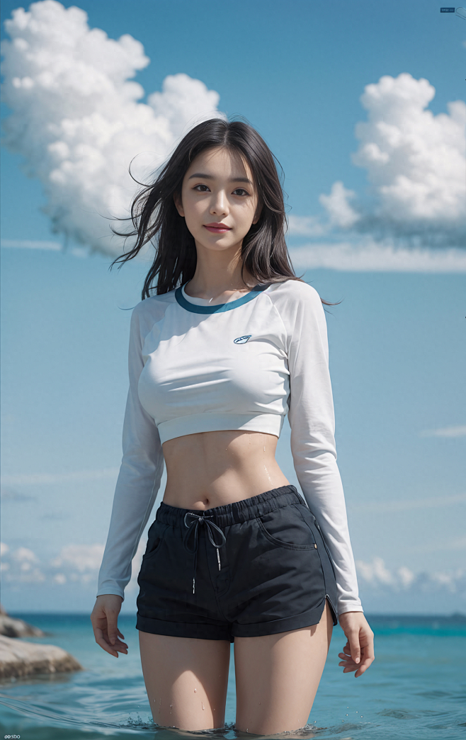 [Ai老撕鸡教你画美女]，今天画海边清凉...
