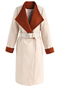 Chic Forever Contrast Longline Wool-Blend Coat in Sand : - Wide lapel
- Concealed double-breasted stud button closure
- Folded cuffs
- Belt accompanied
- Inserted side pockets
- Lined 
- 95% polyester, 5% wool
- Dry clean

Size(cm)Length  Bust  Waist  Sho