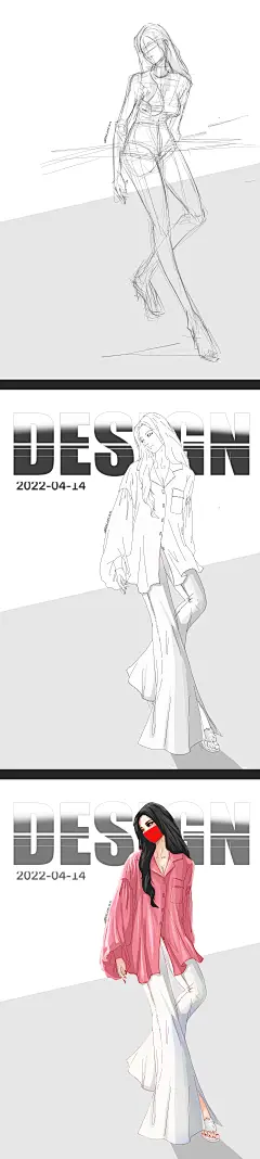 服装设计手绘图 效果图 模特插画 人体比例 漫画动漫人物风格线稿 灵感 配色 素材 原创