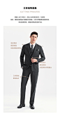 柒牌男装2020新款西服马甲三件套商务正装男士套西时尚条纹西装-tmall.com天猫