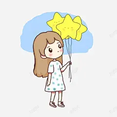 卡通星星气球与女生 免抠png 设计图片 免费下载 页面网页 平面电商 创意素材