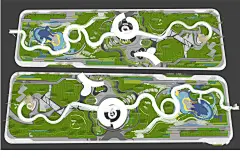 现代线性带状口袋公园街头绿地市政小游园城市休闲广场景观su模型-淘宝网
