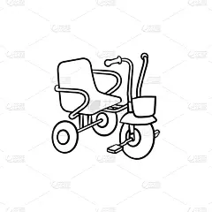 三轮车,乱画,轮廓,举起手,计算机图标,可爱的,脚踏车,车轮,绘制,休闲