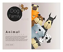 s0232-20套猫狗小动物家族海报图案AI矢量卡通插画设计素材-淘宝网