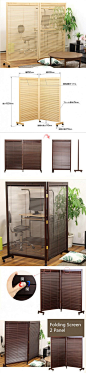 Japanese Movable Wood Partition Wall 2-Panel Folding Screen Room Divider Home Decor Oriental Decorative Portable Asian Furniture $179