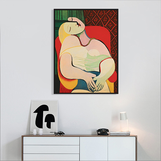 梦·毕加索抽象人物手绘油画 复古软装样板...