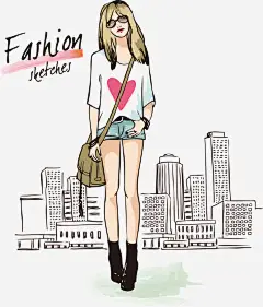 手绘线描线条时尚服饰走高清素材 人物插画 帅气男孩 时尚走秀 美丽女孩 免抠png 设计图片 免费下载