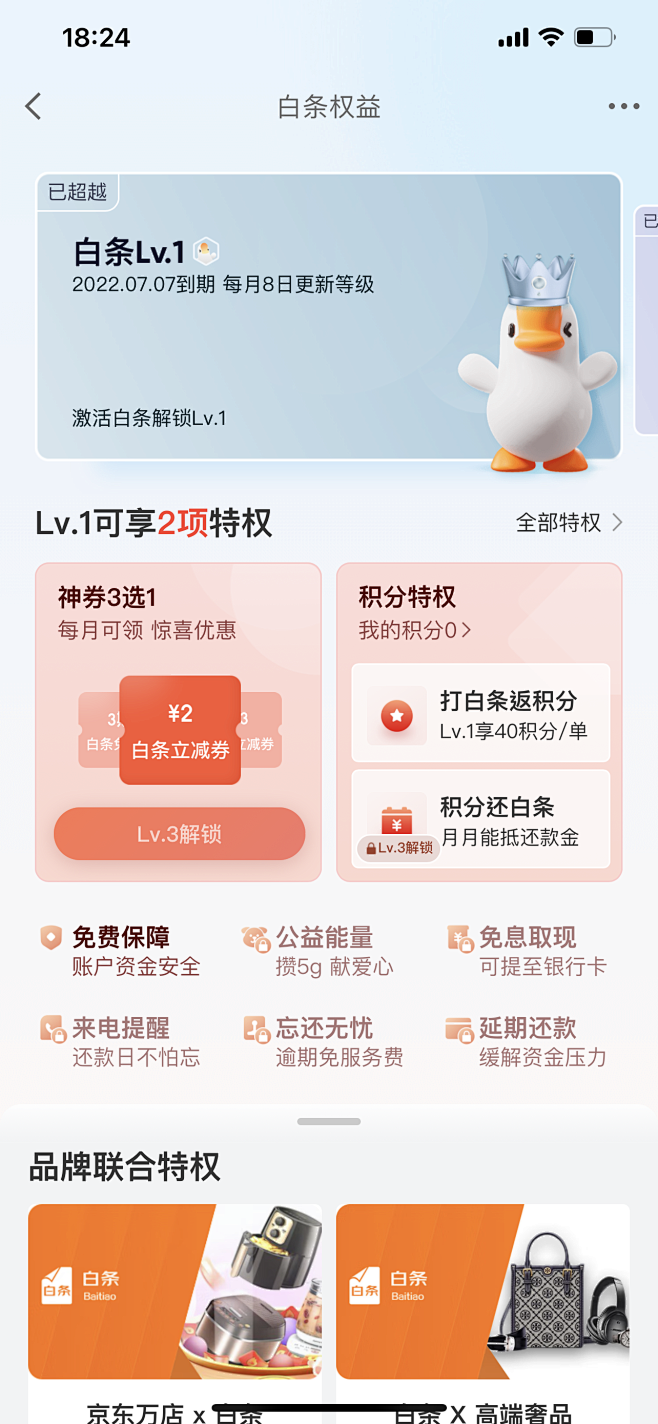 京东金融 白条权益等级 会员等级 UI ...