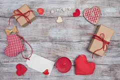 蝴蝶结,情人节,木制,礼物,动物心脏,桌子,美,贺卡,褐色,艺术