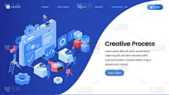 Creative process landing page isometric template