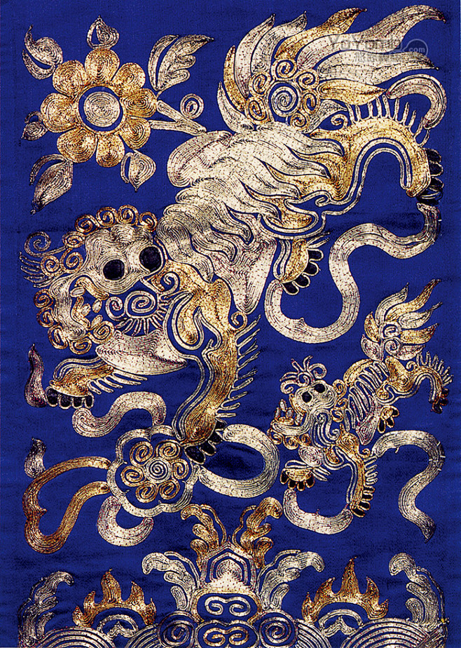 中国传统元素 刺绣 舞狮 