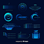 Futuristic holographic infographic element collection Free Vector