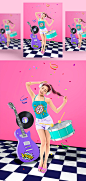 夏日女性波普风音乐主题PSD海报Music Pop#ti302a6810 :  