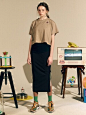 Mido H-Line Skirt (Navy)