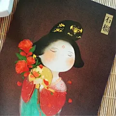 西安旅游礼物自在优品原创手绘大唐赏花仕女图明信片