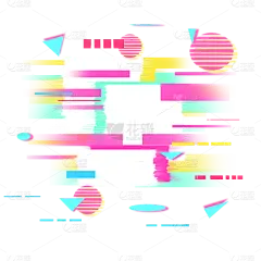 手绘-撞色科技故障风装饰贴纸1
