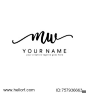 Handwriting M & W initial logo template vector