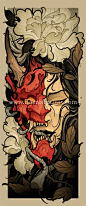 Hannya,girl,peonys