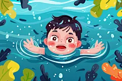 公益插画儿童溺水