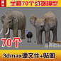 3D写实动物模型库 3Dmax动物模型 狮子老虎大象模型70个动画素