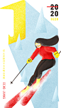 200228-噪点插画练习-滑雪动作