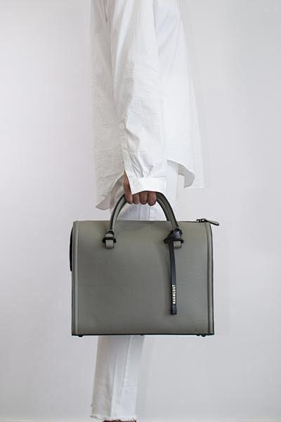 Grey leather satchel...