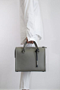Grey leather satchel bag