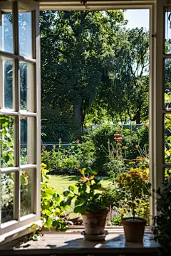 植物窗户风景图片摄影图