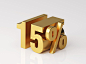 gold-colored-fifteen-percent-off-discount-symbol-white-background-3d-rendering