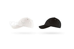 Blank black and white baseball cap mockup set, profile side view
