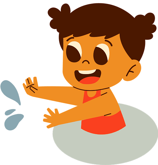 儿童游泳娱乐卡通多彩插画元素孩童