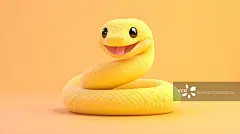 【AI数字艺术】毛绒绒卡通蛇年插画图片素材