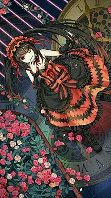 【此间二次元】二次元 美少女 约会大作战 时崎狂三 暖色调 礼服控 蔷薇花 手机屏保壁纸 动漫 P站 插画 唯美