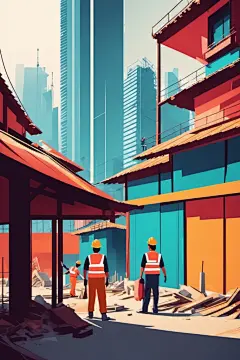 土木工程劳动人物施工生产安全插画