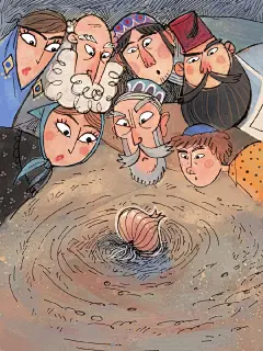 插画分享‖哇，一看这画风就是大师级别的！
一眼就被这个风格给吸引住，太喜欢这种画风了。
画风可爱的绘本《洋葱》，由一个洋葱引起了一系列有趣的故事，人都会好奇和恐惧未知的事物。
By ：Daby Zainab Faidhi ​