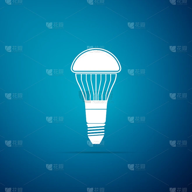 LED灯泡图标隔离在蓝色背景。经济型LED照明灯泡。节约能源灯。平面设计。矢量图图片_其他图片图片素材-花瓣网