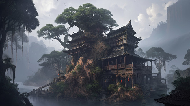 {AI系列}东方插画（场景，角色）（卡通...
