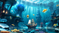 00112-1821522634-Atlantis dream of the sea, the refraction of light, blue water, ultra wide Angle, fish, jellyfish, sunken ships, halcyon, fairy